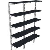 RafBurada 5 Katlı Duble Kitaplık. Ahşap Duvar Rafı. Dekoratif Raf. Siyah-30x60