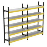 Rafburada 5 Katlı Duble Midi Rack - Ekonomik Depo,arşiv, Kiler Rafı SIYAH-TURUNCU-35X180 CM-150 cm - Çok Renkli