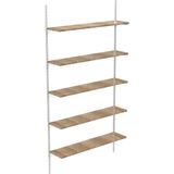 Rafburada 5 Katlı Kitaplık - Ahşap Duvar Rafı, Dekoratif Raf BAMBU-30X75 cm