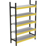 Rafburada 5 Katlı Tekli Midi Rack - Ekonomik Depo,arşiv, Kiler Rafı SIYAH-TURUNCU-46X180 CM-150 cm - Çok Renkli