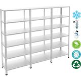 Rafburada 6 Katlı 3'lü Bitişik Paslanmaz Krom Raf - Inox Soğuk Oda Rafı, Buzhane Rafı - 31x60 cm-100 cm-0.70 mm - Gri