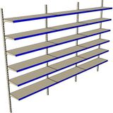 Rafburada 6 Katlı 3'lü Duvara Monte - Standart Market Rafı - Kırmızı-30x95 cm - Bej