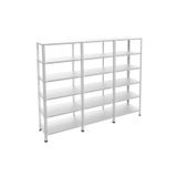 Rafburada 6 Katlı 3'lü Galvaniz Çelik Raf - Depo, Arşiv, Kiler, Dosya, Market Rafı - 43x93 cm-200 cm-1.50 mm