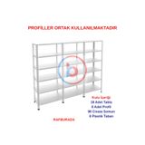 Rafburada 6 Katlı 3'lü Galvaniz Çelik Raf - Depo, Arşiv, Kiler, Dosya, Market Rafı - 43x93 cm-250 cm-0.70 mm
