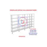 Rafburada 6 Katlı 4'lü Galvaniz Çelik Raf - Depo, Arşiv, Kiler, Dosya, Market Rafı - 43x60 cm-200 cm-1.00 mm