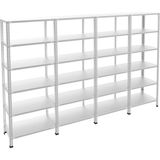 Rafburada 6 Katlı 4'lü Galvaniz Çelik Raf - Depo, Arşiv, Kiler, Dosya, Market Rafı - 59x75 cm-150 cm-1.00 mm