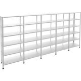 Rafburada 6 Katlı 5'li Galvaniz Çelik Raf - Depo, Arşiv, Kiler, Dosya, Market Rafı - 31x75 cm-200 cm-1.00 mm