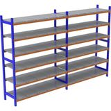 Rafburada 6 Katlı Duble Depo Rafı - 300-350 Kg Taşıma Kapasiteli Hafif Rack Raf - Galvaniz - 40x120x200 cm