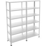 Rafburada 6 Katlı Duble Galvaniz Çelik Raf - Depo, Arşiv, Kiler, Dosya, Market Rafı - 43x75 cm-100 cm-0.70 mm