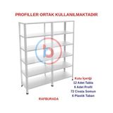 Rafburada 6 Katlı Duble Galvaniz Çelik Raf - Depo, Arşiv, Kiler, Dosya, Market Rafı 59X60 CM-100 Cm-0.70 mm