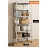 RafBurada 6 Katlı Galvaniz Çelik Raf - Depo, Arşiv, Kiler, Dosya, Market Rafı 31x75 Cm-200 Cm-0.70 Mm