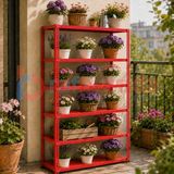 Rafburada 6 Katlı Renkli Dekoratif Çelik Raf - Çiçeklik Rafı, Ofis Rafı 0,70 mm MAVI-59X93 CM-250 cm