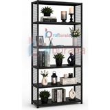 Rafburada 6 Katlı Renkli Tel Kafesli Dekoratif Çelik Raf - Çiçeklik Rafı, Ofis Rafı 0,70 mm SARI-31X75 CM-250 cm - Sarı