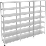 Rafburada 7 Katlı 3'lü Galvaniz Çelik Raf - Depo, Arşiv, Kiler, Dosya, Market Rafı - 43x60 cm-200 cm-1.00 mm