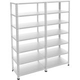 Rafburada 7 Katlı Duble Galvaniz Çelik Raf - Depo, Arşiv, Kiler, Dosya, Market Rafı - 43x93 cm-200 cm-1.00 mm