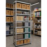 Rafburada 8 Katlı Galvaniz Çelik Raf - Depo, Arşiv, Kiler, Dosya, Market Rafı - 31x93 cm-300 cm-1.50 mm