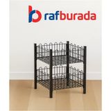 RafBurada Çift Katlı 60x80 Cm (Siyah Profil Ayaklı) Havuz Sepet - Market, Mağaza, Vitrin, Promosyon Havuz Sepeti
