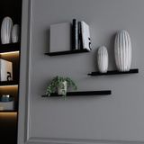 Rafburada®3'lü Siyah Dekoratif Metal Duvar Rafı, Kitaplık