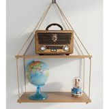 Rafçı Baba Halatlı Duvar Rafı MDF Kahverengi 2'li 44 cm Genişlik 14 cm Derinlik Rustik Stil