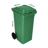 Rafçızade 120 lt Yeşil Plastik Çöp Kovası Tekerlekli ve Pedallı Kullanım Özellikleriyle 480x530x990 mm