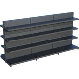 Raffar Antrasit Metal Çift Yönlü Orta Reyon 4 Katlı 3'li Birleşik Market Raf Sistemi | Market Rafı | G270CM Yükseklik H140 Cm| - Siyah - ölçü