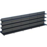 Raffar Antrasit Metal Çift Yönlü Orta Reyon 4 Katlı 5'li Birleşik Market Raf Sistemi | Market Rafı | G450CM Yükseklik H140 Cm| - Siyah - ölçü