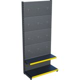 Raffar Antrasit Metal Delikli 2 Katlı Market Raf Sistemi | Hırdavat Rafı | G90CM Yükseklik H220 Cm| - Sarı - ölçü