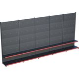 Raffar Antrasit Renk Metal 4'lü Birleşik 2 Katlı Market Raf Sistemi | Market Rafı | G360 Cmyükseklik H220 Cm| - Kırmızı - ölçü