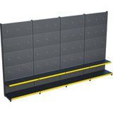 Raffar Antrasit Renk Metal 4'lü Birleşik 2 Katlı Market Raf Sistemi | Market Rafı | G360 Cmyükseklik H220 Cm| - Sarı - ölçü