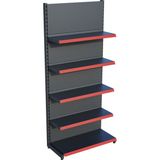 Raffar Antrasit Siyah Renk Metal 5 Katlı Market Raf Sistemi | Market Rafı | G90CM Yükseklik H220 Cm| - Kırmızı - ölçü