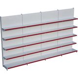 Raffar Beyaz Metal 5 Katlı 4'lü Birleşik Katlı Market Raf Sistemi | Market Rafı | G360CM Yükseklik H220 Cm| - Kırmızı - ölçü