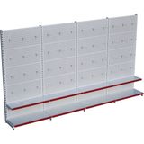 Raffar Beyaz Renk Metal 4'lü Birleşik 2 Katlı Market Raf Sistemi | Market Rafı | G360CM Yükseklik H220 Cm| - Kırmızı - ölçü