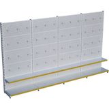 Raffar Beyaz Renk Metal 4'lü Birleşik 2 Katlı Market Raf Sistemi | Market Rafı | G360CM Yükseklik H220 Cm| - Sarı - ölçü