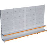 Raffar Beyaz Renk Metal 4'lü Birleşik 2 Katlı Market Raf Sistemi | Market Rafı | G360CM Yükseklik H220 Cm| - Turuncu - ölçü