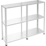 Raffar Galvaniz 3 Katlı 2li Birleşik Arşiv Raf Sistemi - Çelik Raf - Metal Raf - Gri - 31x186xH250CM