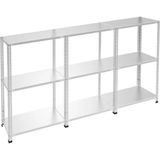 Raffar Galvaniz 3 Katlı 3lü Birleşik Arşiv Raf Sistemi - Çelik Raf - Metal Raf - Gri - 31x225xH250CM
