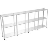 Raffar Galvaniz 3 Katlı 4lü Birleşik Arşiv Raf Sistemi - Çelik Raf - Metal Raf - Gri - 43x300xH250CM