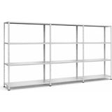 Raffar Galvaniz 4 Katlı 3lü Birleşik Arşiv Raf Sistemi - Çelik Raf - Metal Raf - Gri - 43x280xH250CM