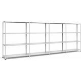 Raffar Galvaniz 4 Katlı 4lü Birleşik Arşiv Raf Sistemi - Çelik Raf - Metal Raf - Gri - 43x240xH250CM