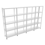 Raffar Galvaniz 5 Katlı 4lü Birleşik Arşiv Raf Sistemi - Çelik Raf - Metal Raf - Gri - 43x240xH250CM