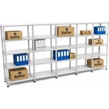 Raffar Galvaniz 5 Katlı 5li Birleşik Arşiv Raf Sistemi - Çelik Raf - Metal Raf - Gri - 43x465xH250CM