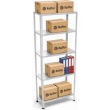 Raffar Galvaniz 5 Katlı Arşiv Raf Sistemi - Çelik Raf - Metal Raf - Gri - 43x93xH150CM