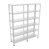 Raffar Galvaniz 6 Katlı 2li Birleşik Arşiv Raf Sistemi - Çelik Raf - Metal Raf - Gri - 43x120xH250CM