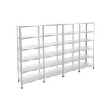 Raffar Galvaniz 6 Katlı 4lü Birleşik Arşiv Raf Sistemi - Çelik Raf - Metal Raf - Gri - 43x240xH250CM