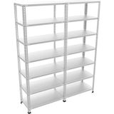 Raffar Galvaniz 7 Katlı 2li Birleşik Arşiv Raf Sistemi - Çelik Raf - Metal Raf - Gri - 31x120xH200CM