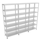 Raffar Galvaniz 7 Katlı 3lü Birleşik Arşiv Raf Sistemi - Çelik Raf - Metal Raf - Gri - 31x280xH150CM