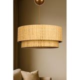 Raffora Tekli Sarkıt Avize | 30x55 cm | 51-60 cm Yükseklik | Hasır Malzeme | E27 Uyumlu | Enerji Verimli | Modern Minimal Tasarım | CE Sertifikalı (Ekru)