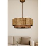Raffora Tekli Sarkıt Avize | 30x55 cm | 51-60 cm Yükseklik | Hasır Malzeme | E27 Uyumlu | Enerji Verimli | Modern Minimal Tasarım | CE Sertifikalı (Hasır-Kahve)