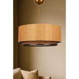 Raffora Tekli Sarkıt Avize | 30x55 cm | 51-60 cm Yükseklik | Hasır Malzeme | E27 Uyumlu | Enerji Verimli | Modern Minimal Tasarım | CE Sertifikalı (Meşe-Kahve)