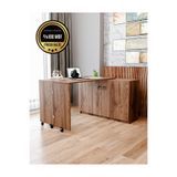 rafineritasarım Flor MDF Dolaplı Çalışma Masası Katlanır Açılır Kapanır Tekerlekli Çok Amaçlı Ceviz Renk Masa
